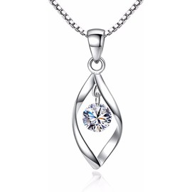 SUNYOBAO Women's Necklace, Simple, Silver, Twist, Drop Necklace, Ball Shaped, Zirconia, Drop Pendant, Venetian Chain, Stainless Steel, Hypoallergenic, White Day, Birthday, Mother's Day, Gift