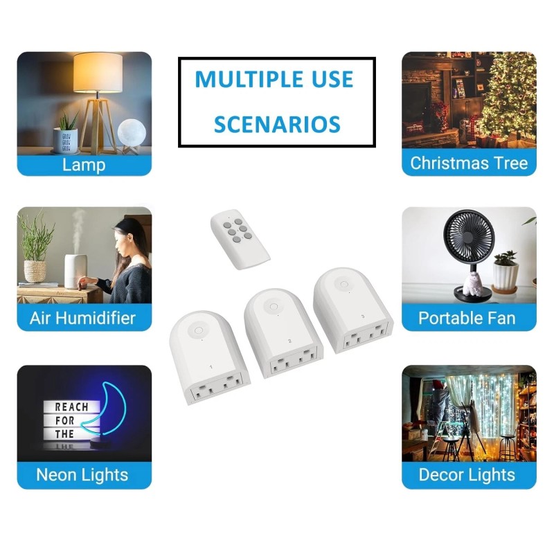 TEKLECTRIC Indoor Remote Control Outlet with 2 Grounded Plugs, 80