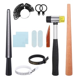 11-Piece Ring Sizer Ring Sizer Set Ring Mandrel Sizer with Rubber Hammer for Jewellery Measuring Metal Women Men, Plastic