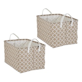DII Laundry Storage Collection, PE Coated Collapsible Bin with Handles, Stone Lattice, Extra-Large Set, 12.5x17.5x10.5"