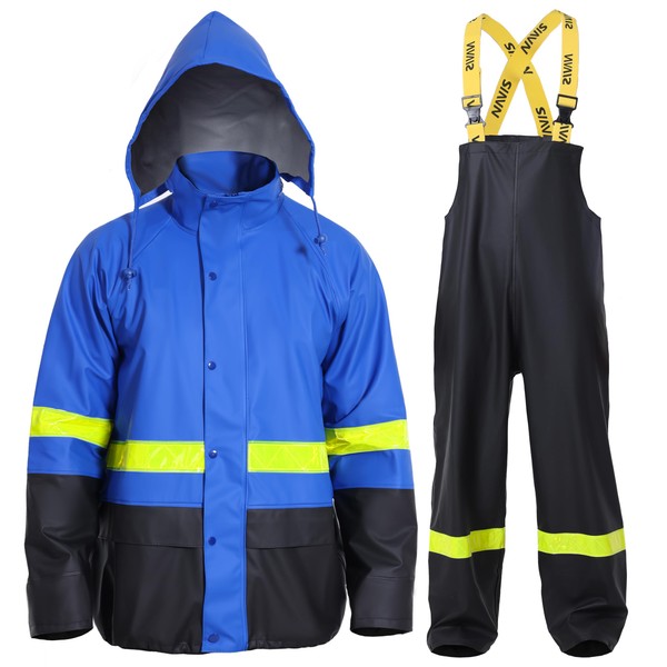 FWG Men's Fishing Rain Suits Waterproof Jacket with Bib Pants,