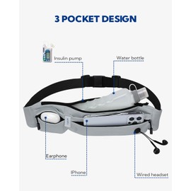 WATERFLY Running Belt Fanny Pack: Runner Marathon Jogging Waist Pack Sport Workout Exercise Fitness Phone Holder Belt for Men Women Jogger Slim Waistband