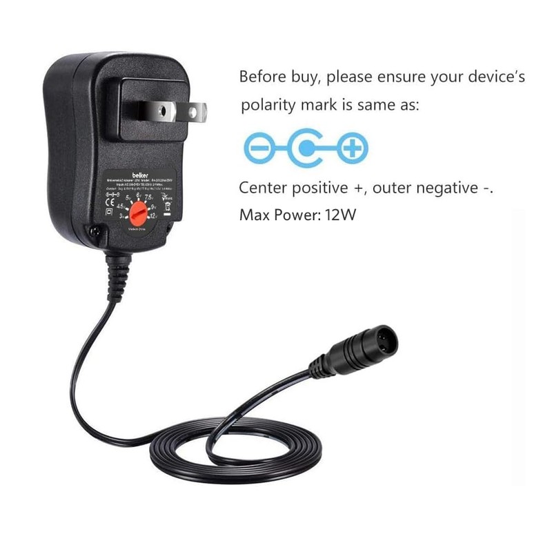 Belker 12W Universal 3V 4.5V 5V 6V 7.5V 9V 12V