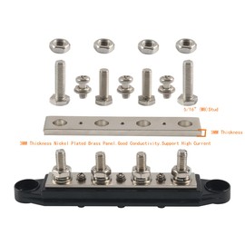 150A Busbar M8 12V - 48V Brass Mass Distributor for Off-Road Vehicles Boat Camper Car Heavy Duty Busbar (Black)