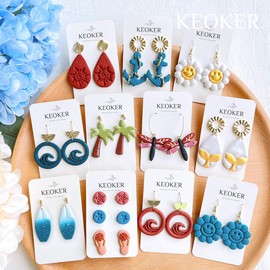 Keoker Cortadores de arcilla polimérica, cortadores de arcilla de verano, cortadores de arcilla polimérica para aretes, joyería de 12 formas, aretes de arcilla de flores