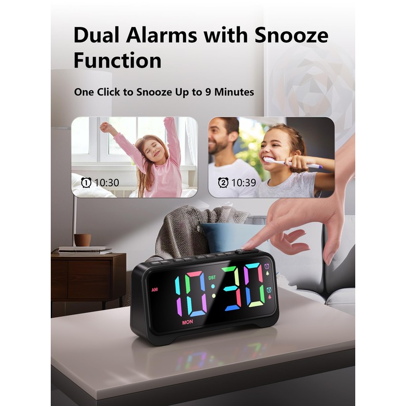 Super Loud Alarm Clock for Bedrooms, Digital Clock Large Display