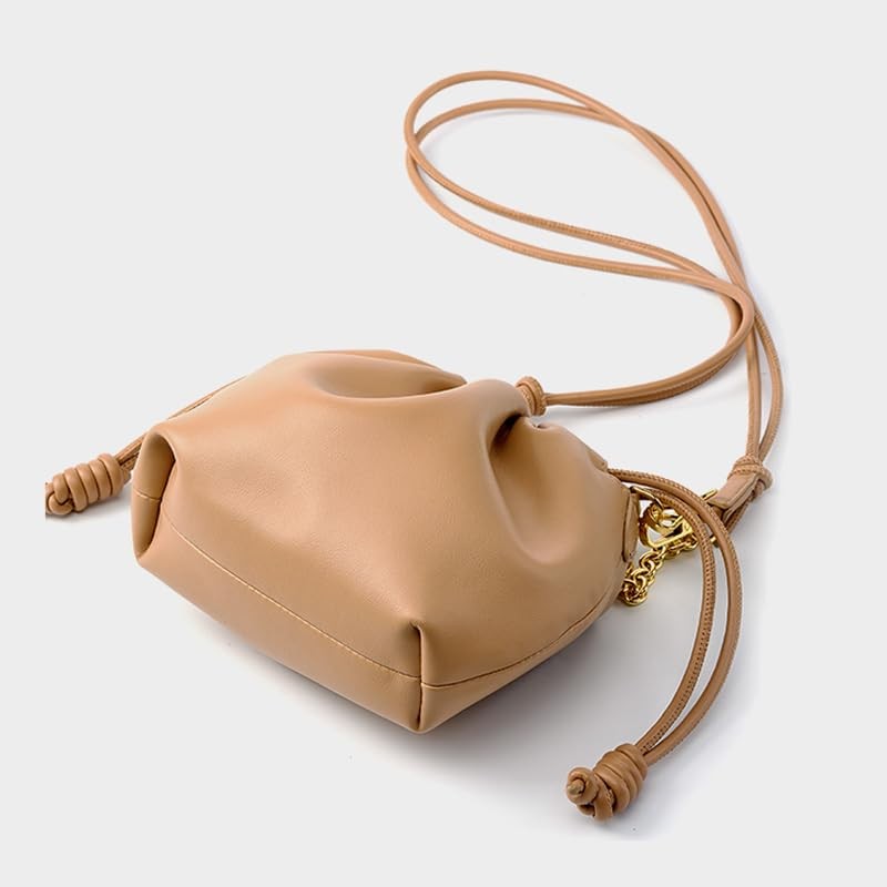 Yocipa Genuine Leather Drawstring Shoulder Bag, Women's, Crossbody Leather, Mini