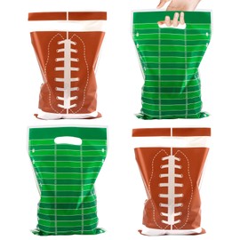 Football Goodie Bags, 50 PCS Football Party Favor Bags Football Gift Bags Treat Bags Plastic Rugby Candy Snack Bags with Handles for Sports Themed Events Game Day Birthday Party Supplies Decorations