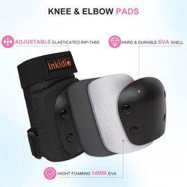 Inkidio Kids/Women/Men Protective Gear Set with Knee Pads, Elbow Pads, and Wrist Guards, Ideal for Roller Skate Inline Skating Skateboard Scooter Riding Cycling Bike(X-Large, Black)