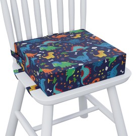 Capslpad Toddler Booster Seat Cushion for Dining Table with 3 Adjustable Straps Waterproof Thick Cartoon Booster Seat Cushions Detachable Washable Strong Support Portable Blue Booster Chair Cushion