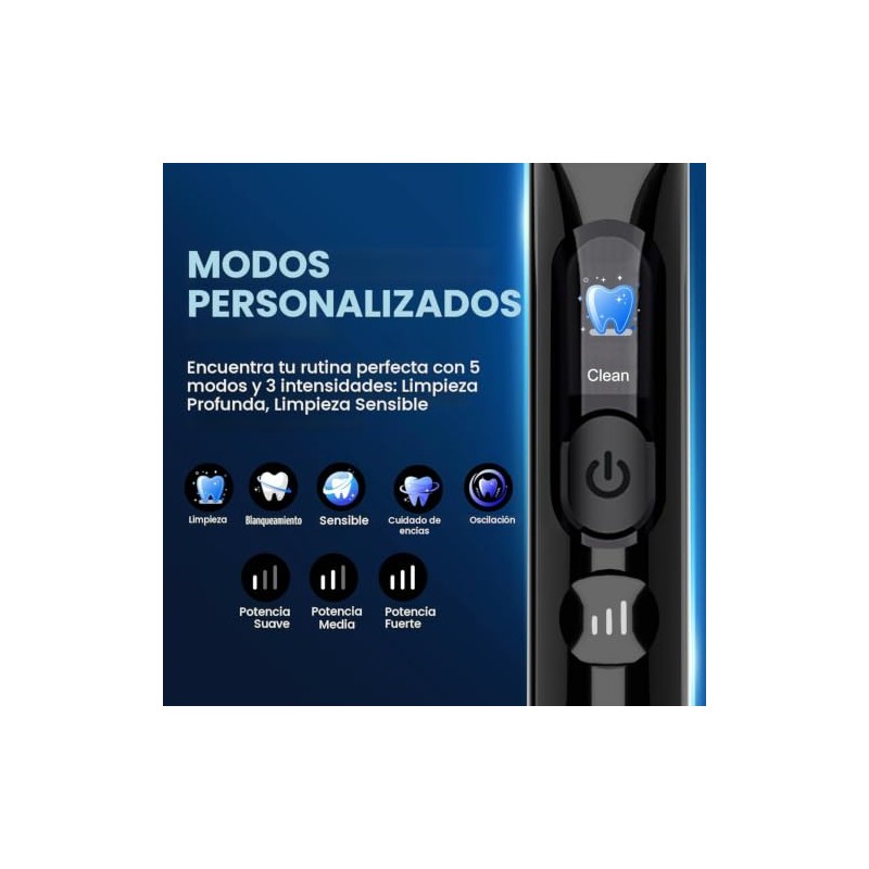 Cepillo de dientes eléctrico con sensor de presión, negro