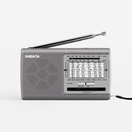 XHDATA D219 Portable AM FM Shortwave Radio Battery Operated Small Great Reception Radio with Good Sound,Earphone Jack for Elder,Home,Child [Silver]