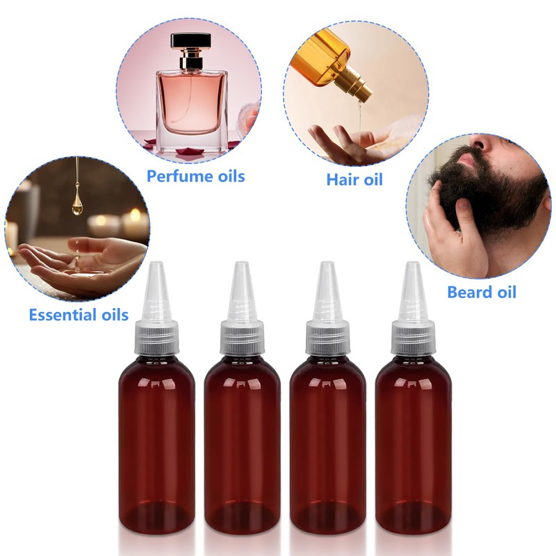 DTDNZKN 4 Pack 1 Oz (30ml) Amber Plastic Essential Oil