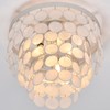 Topaluce Boho Capiz Shell Chandelier 3-Light Round Silver Coastal Ceiling