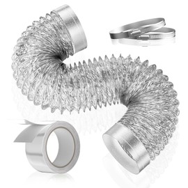 HOOMESUN Dryer Vent Hose 4 Inch 8FT Heavy Duty Flexible Exhaust Duct Hose, Thick 6-Ply Aluminum Foil Insulated Ducting for Tight Space, HVAC Ducting Kit with 2 Clamps and 1 Tape