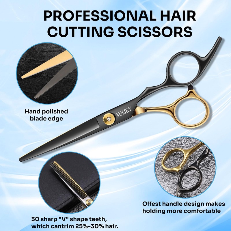 Hair Cutting Scissors Shears Kits, 15 Pcs Professional Hairdressing Scissors