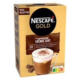 NESCAFÉ Gold type cappuccino creamy delicate, drink powder made from soluble bean coffee, portionwise taste, caffeinated, 1 pack (1 x 10 sticks of 14 g)