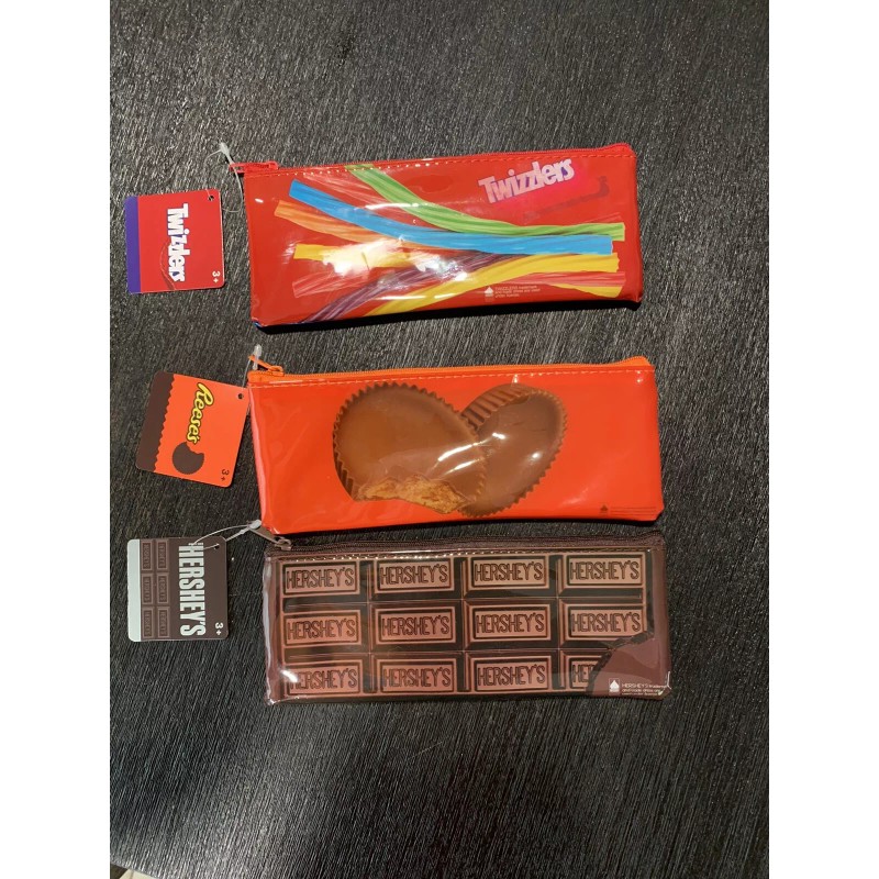Reese’s Twizzler’s And Hershey’s Candy Pencil Case’s/makeup Bag’s 8”X3”