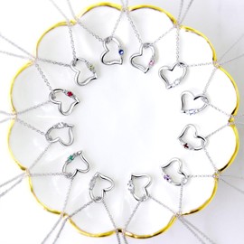 Sears e1491-s Natural Diamond and Birthstone Women’s Necklace, Love Heart Necklace