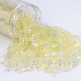 Glow-in-The-Dark Irregular Glass Pieces,3-20mm Broken Glass,1LB Crushed Luminous Glass for DIY Fillers, Outdoor Decoration and More(Green Glow in The Dark,Light Yellow in Daylight)