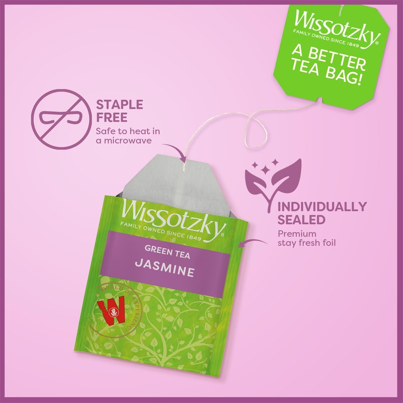 Wissotzky Green Tea with Jasmine, 20 Tea Bags | Antioxidant