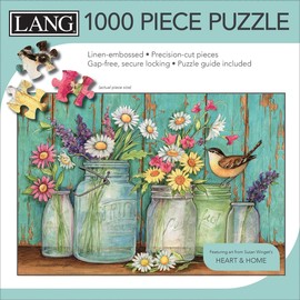 LANG - 1000 Piece Puzzle -Mason Flowers, Artwork by Susan Winget - Linen Finish - 29Ó x 20" Completed