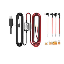 Aofan Dash Cam Hardwire Kit, Right Angle Micro USB Connection DC12V 24V 5V/2A Output with 4 Fuse Types ACU/ACN/ACZ/ACS for Driving Record Camera, GPS Navigator, Radar Detector