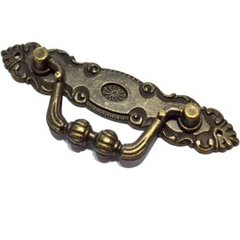 4 Pcs Ring Drawer Pulls Vintage Decorative Handles Antique Floral Knobs with Screws for Furniture Cabinet Cupboard Dresser Wooden Case Box (Style 1, 10.5 * 3.6CM)