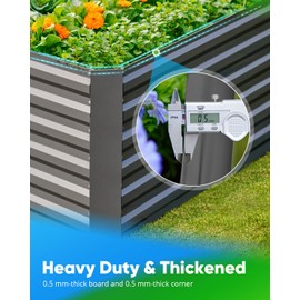 Quictent Galvanized Raised Garden Bed 8x4x2 Ft Tall Metal Planter Box for Vegetables Bottomless for Backyard, 2 Tomato Cages Included, 22.04" Deep, Dark Grey