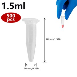 Norhogo 500 Pcs 1.5 ML Centrifuge Tube, Plastic Conical Vials with Attached Snap Cap Graduated Microcentrifuge Tubes Plastic Centrifuge Tubes Centrifuge Vial, Laboratory Centrifuge Tubes