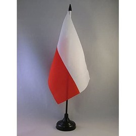 Poland Big Table Flag 6'' x 9'' - Polish Desk Flag 22 x 15 cm - Black plastic stick and base - AZ FLAG