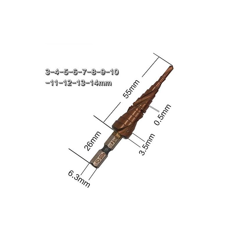 Vogueing Tool Cone Drill Bit, 1pc Grooved Step Drill Bits