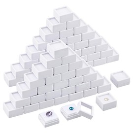 BENECREAT 70pcs White Gemstone Display Box, Plastic Transparent Bare Stone Box Square Gem Box 29.5mm for Gemstone, Jewelry, Crystal Diamond Accessories Display, Thickness:16mm