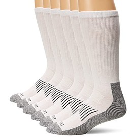 Dickies Men's Big & Tall Heavyweight Cushion Compression Work Crew Socks (3, White (6 Pairs), Shoe Size: 12-15