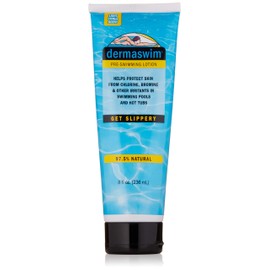 DERMASWIM Pre-Swim Lotion for Chlorine Protection – 8 fl oz | 97.5% Natural & Paraben-Free | Vitamin-Enriched with Aloe & Green Tea | Shields & Moisturizes Skin Before Swimming in Pools or Hot Tubs