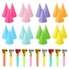 SIKAMARU 24 Pieces Party Hats And 10 Pieces Whistle Toys,