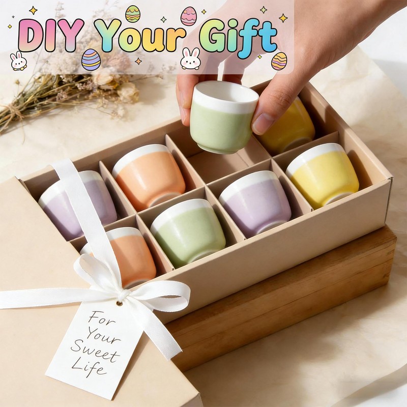 Zaposcca 8-Pack Ceramic Egg Cups, Macaron Color Egg Holders for
