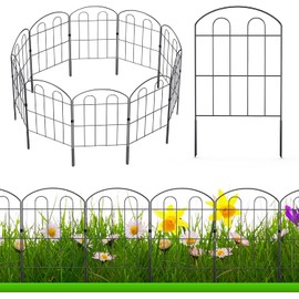 20 Pack Decorative Garden Fence Outdoor - 24in H x 22ft L Rust-Proof Coated Wrought-Iron Panels, Foldable Landscape Border for Patio Flower Beds, Animal Barrier & Yard Decor