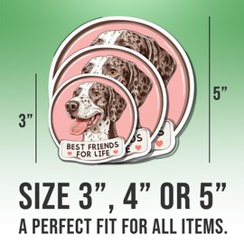 German Shorthaired Pointer Sticker White GSP Lover Decal Best Friends for Life Vinyl Stickers Weather-Resistant Stickers for Water Bottles Laptop Window Car 4"