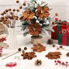 18 Pcs Velvet Christmas Tree Ornament Poinsettia Flower, Brown