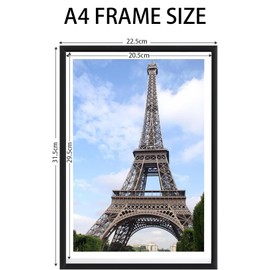 A4 Frames 3 Pack, Black 21x30 cm Wooden Frame With Perspex Front & Wall Hanging Hooks, Perfect Home Office Decor Gift for Family, Photographers