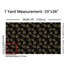 Tela decorativa con patrón de hojas de Ginkgo de The Yard con diseño de hojas doradas, botánicas para interiores y exteriores, tela de tapicería dibujada a mano, para acolchar, costura, manualidades, 1 yarda