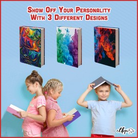 Fun Design, Easy Apply Book Covers 3 Pack. Stretchable Standard Jackets Fits Most Hardcover Textbooks Up to 8 x 10. Adhesive-Free, Nylon Fabric Protectors. Washable and Reusable Student School Supply