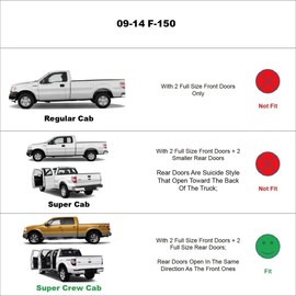 STARTSHIP Chrome Side Window Visors Wind Vent Deflector for 2009-2014 Ford F150 Supercrew/Crew cab with 4 Full Size Doors,4pcs Outside Mount Tape-On Chrome Nice Sun Rain Guards Set 94155Y