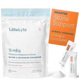 LithoLyte 15 mEq | Water & Beverage Enhancer for Kidney Health | Citrate & Electrolytes for Kidney Protection | Science-Based Support Beyond Cleanse, Detox, or Stone Dissolver Supplements | 60 Sticks