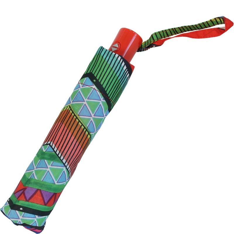 Bisetti Etnico Boho Women's Pocket Umbrella Open-Close Automatic, red, Pocket