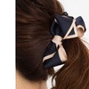 JewelVOX Hair Accessories, Bi-Color, Grosgrain Ribbon, Fluffy Banana Clip (Navy