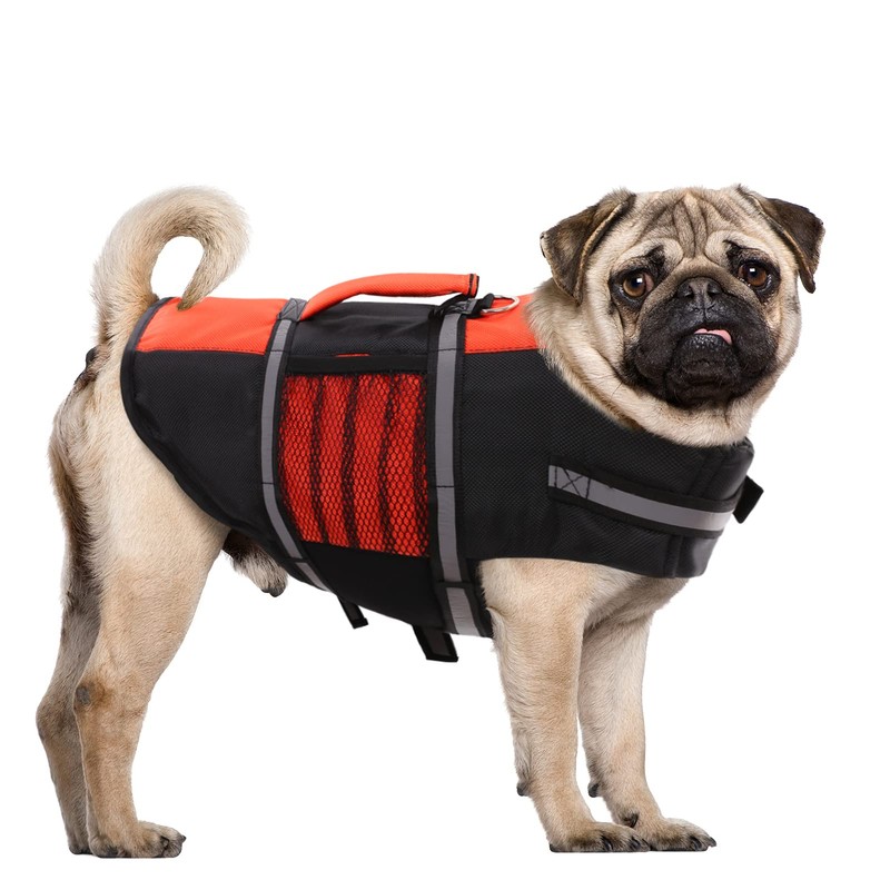 Queenmore Small Dog Life Jacket, Adjustable Pet Life Vest for