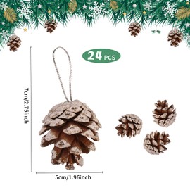Aicharynic Pine Cones, Pack of 24 Pine Cones as Christmas Decoration, Natural Pine Cones with Cord, Pine Cones Decoration, Cones Decoration Ornaments for Christmas Party Hanging Decoration