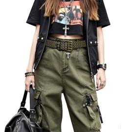 Punk Belt for Men Women Cowhide Leather Belts with 3 Grommet Retro Studded Metal Rivet Casual Belt for Rock Rap Jeans Dresses (Black+Bronze, 45.3 30" to 36" Waist Adjustable)